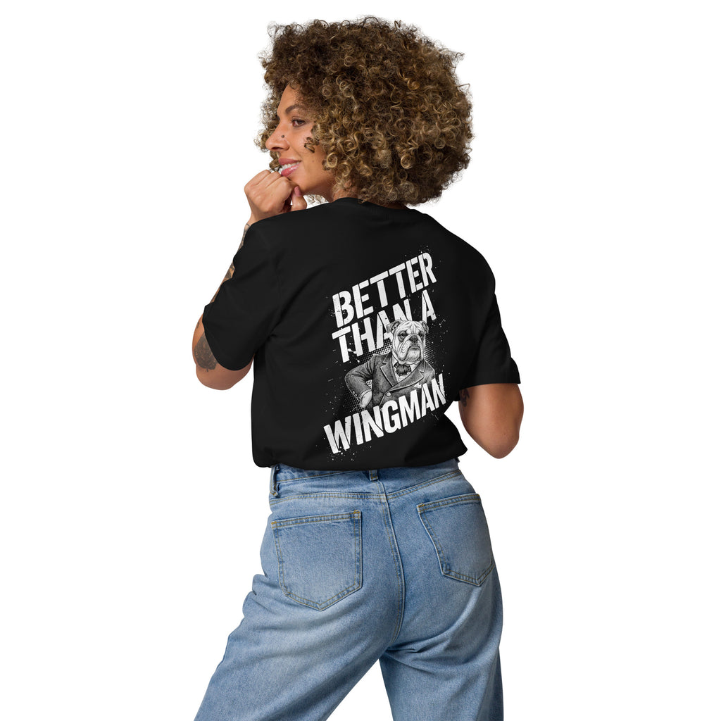 T-Shirt (schwarz) mit großem Rückendruck „Better Than Wingman“