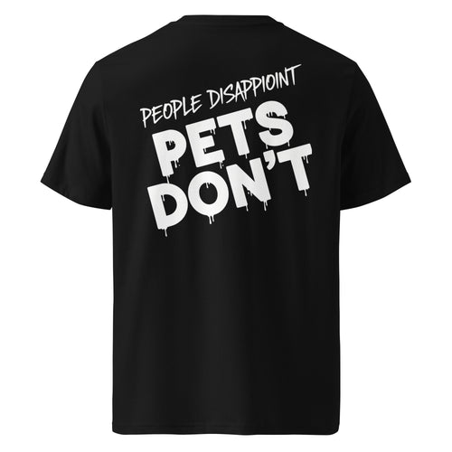 Schwarzes T-Shirt aus Bio-Baumwolle mit großem Rückenprint „PET'S DON'T“