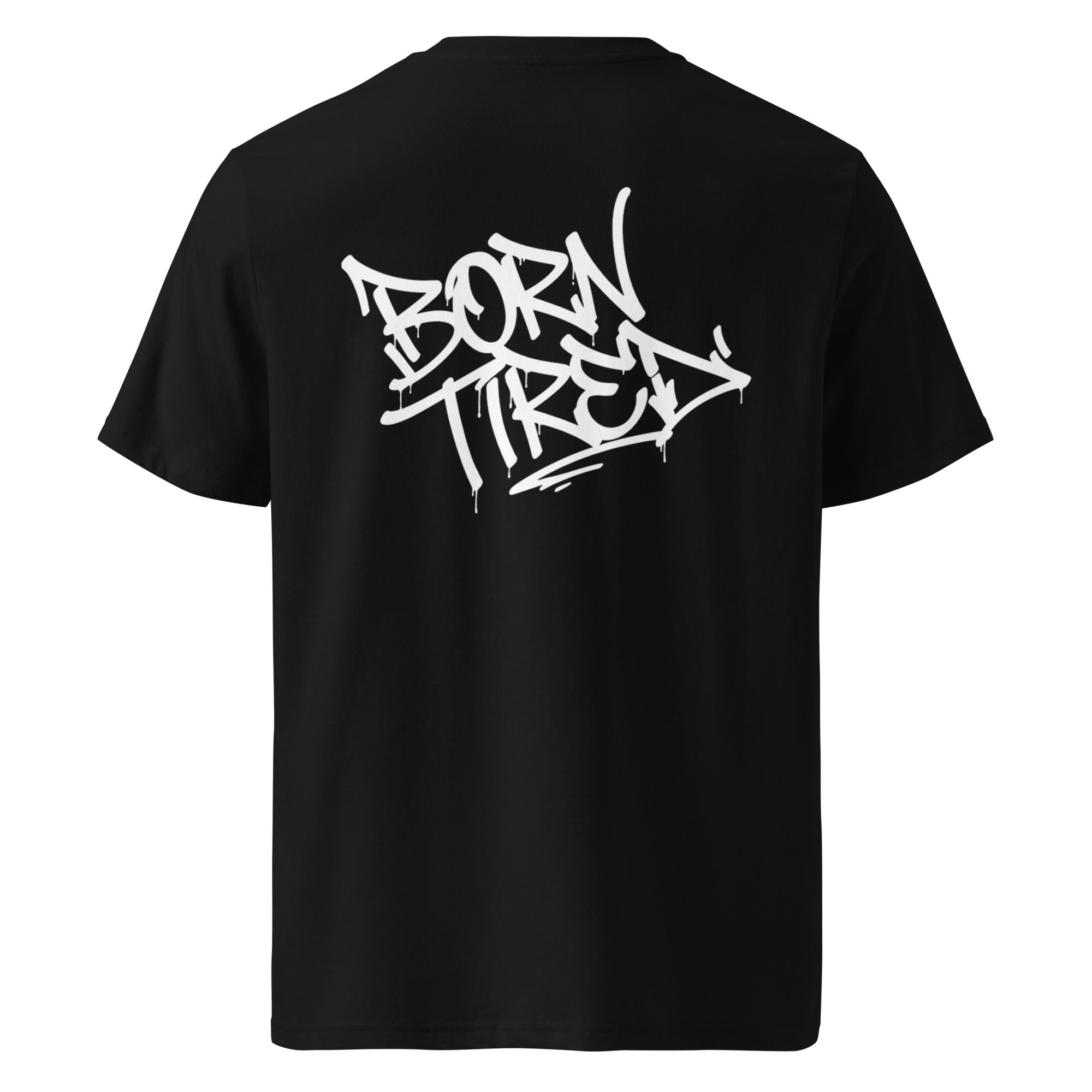 Schwarzes T-Shirt mit Graffiti-Print, Rückansicht