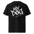 Schwarzes T‑Shirt mit Rückenprint „MY DOG“ und weißem Grafikmotiv