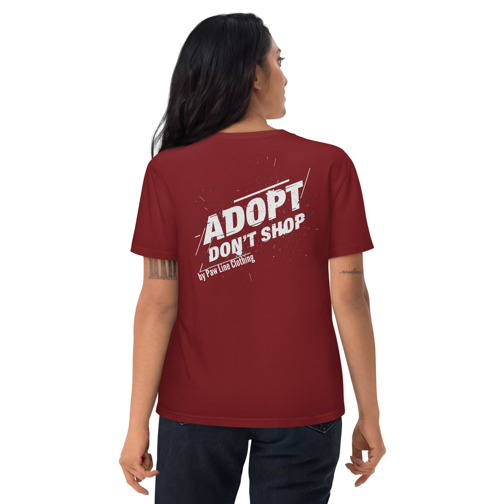 Adopt Bio-T-Shirt, weinrot, Rückseitenprint „ADOPT DON’T SHOP“