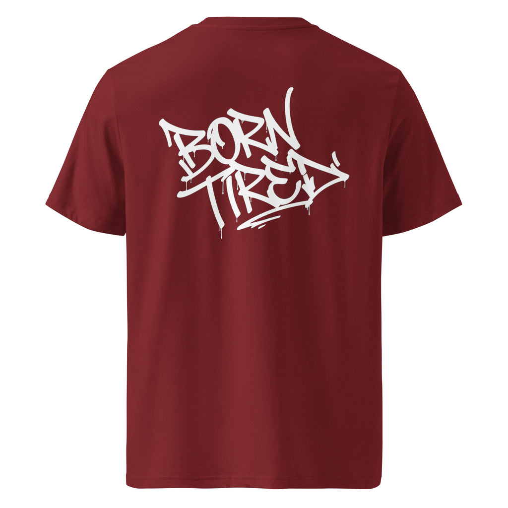 Bordeauxrotes T-Shirt mit Graffiti-Print, Rückansicht