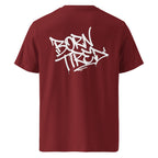 Bordeauxrotes T-Shirt mit Graffiti-Print, Rückansicht