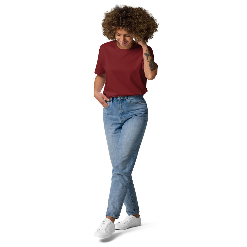 T-Shirt (Burgundy) mit Rundhalsausschnitt, schlichtes Vorderteil