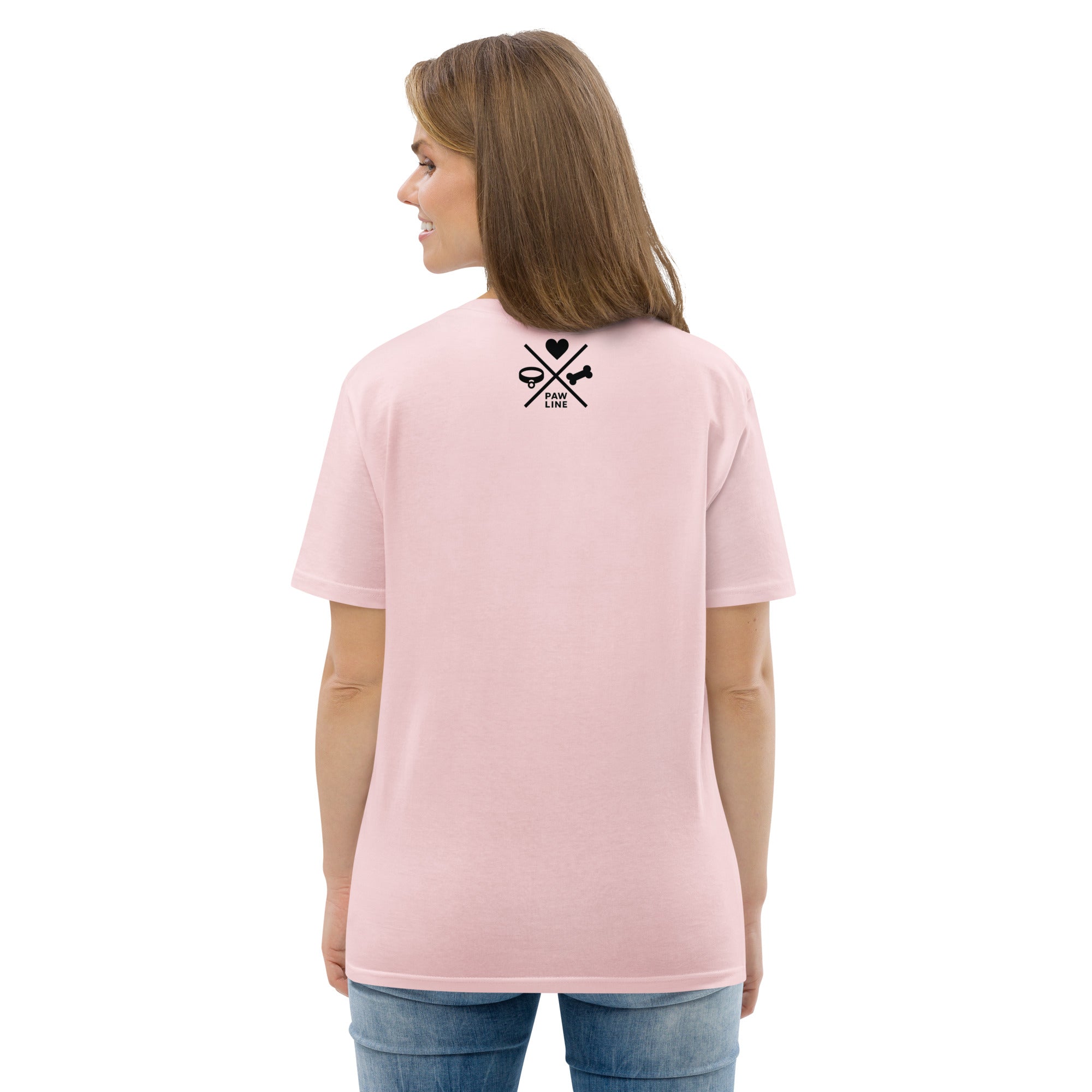Rosa T-Shirt mit Rückenprint „Paw Line“ mit Herz und Pfoten