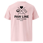 Bio-Baumwoll-T-Shirt in Rosa mit Rückenprint „PAW LINE“ und Herz-/Knochen-Logo