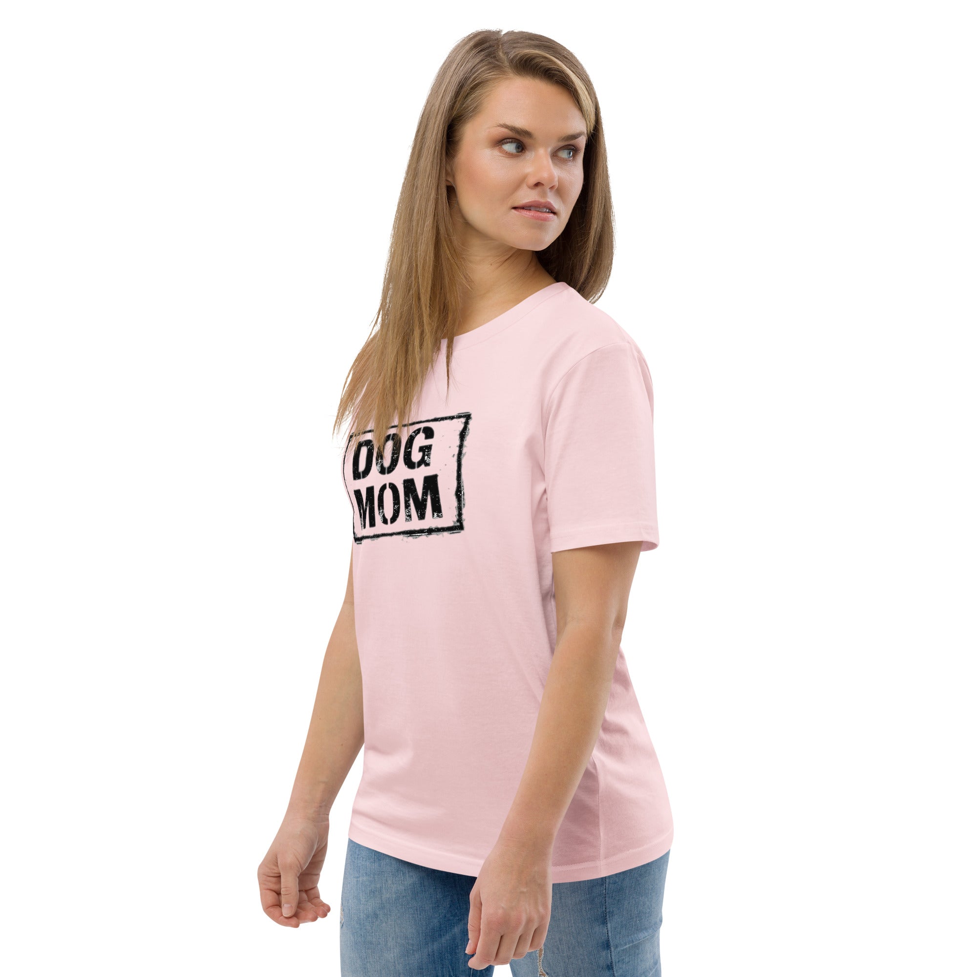 Rosa T-Shirt mit Frontprint „DOG MOM“