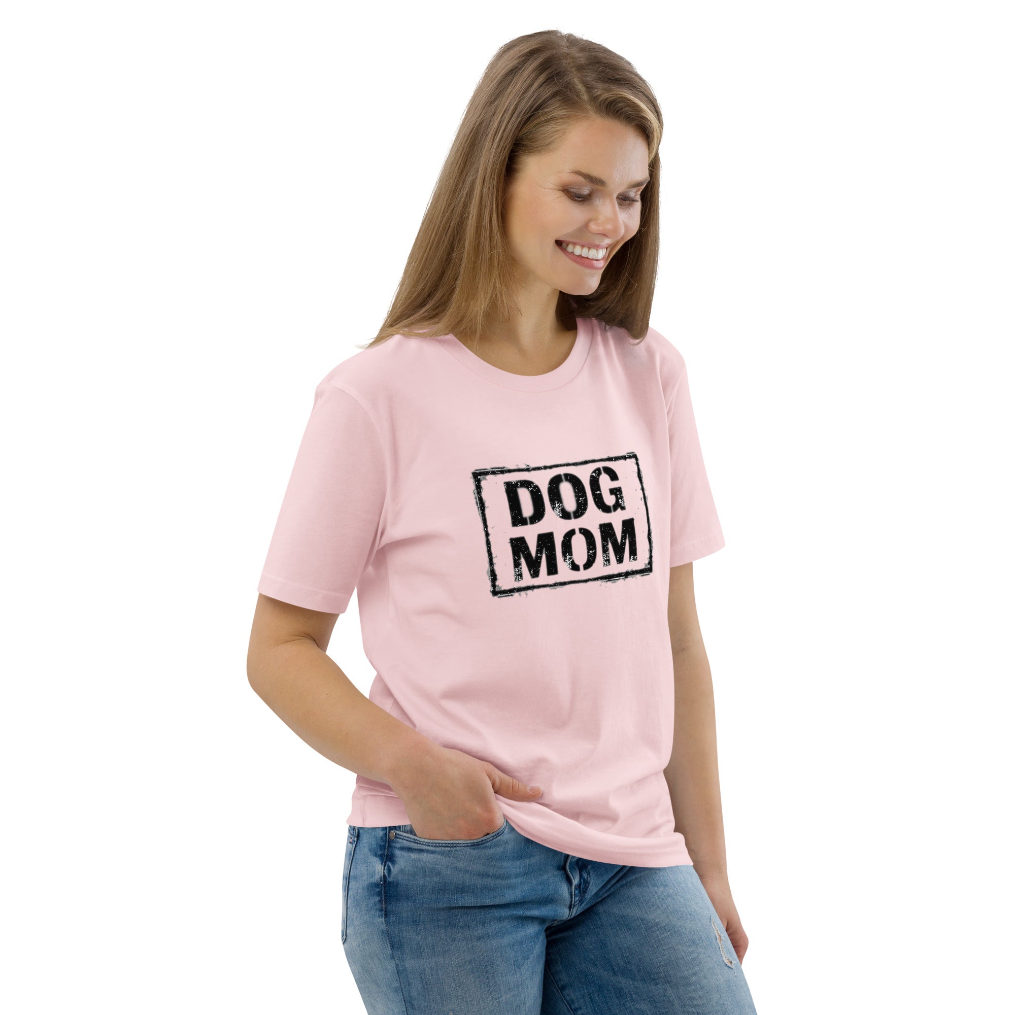 Rosa T-Shirt mit Frontaufdruck „DOG MOM“