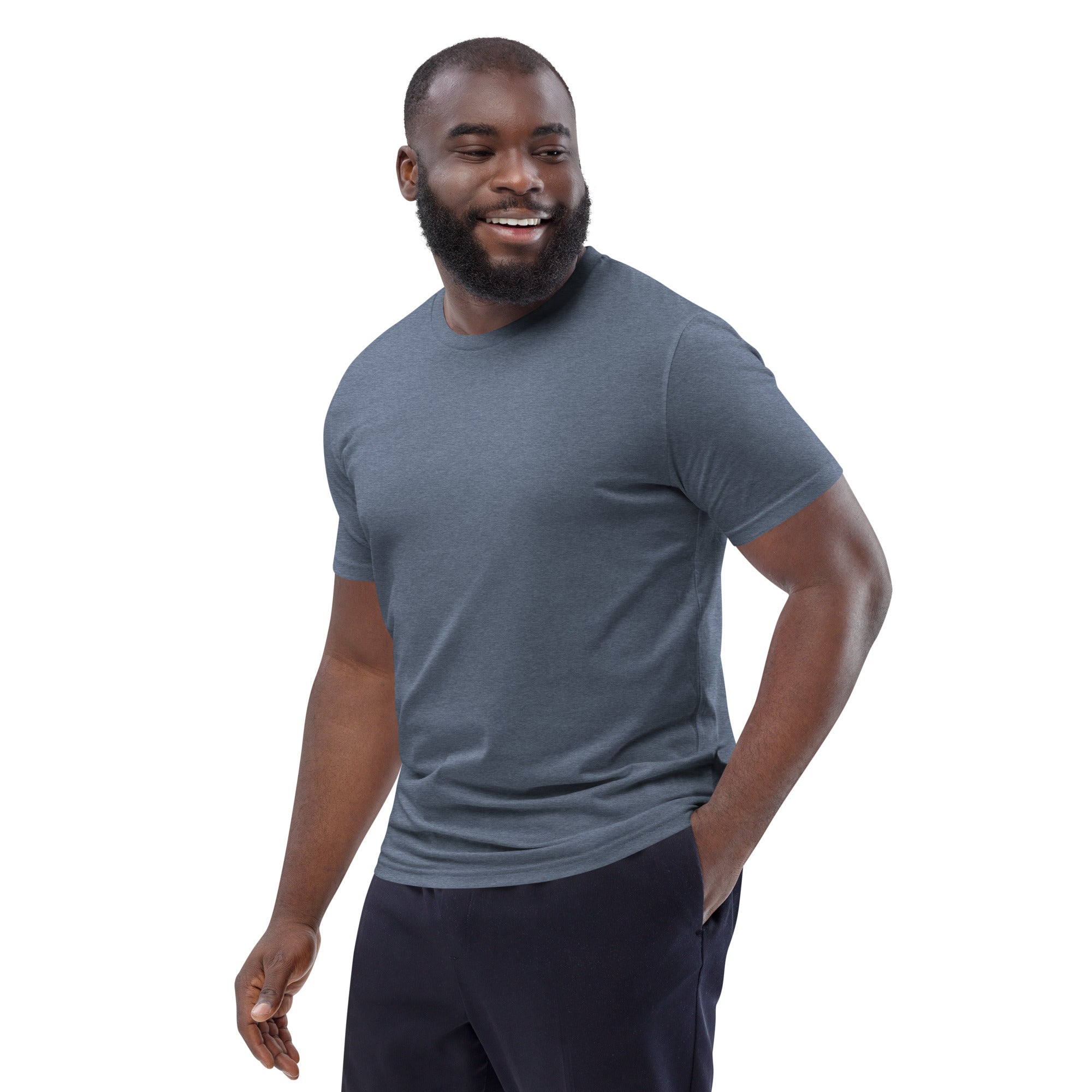 Unisex-Bio-Baumwoll-T-Shirt dunkelgrau, 3/4-Vorderansicht, einfarbig