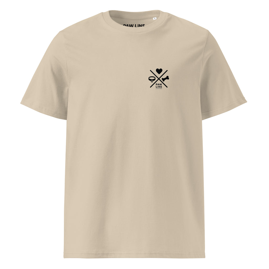 Bio-Baumwoll-T-Shirt in Hellbeige, Vorderseite mit kleinem Brustlogo