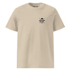Bio-Baumwoll-T-Shirt in Hellbeige, Vorderseite mit kleinem Brustlogo