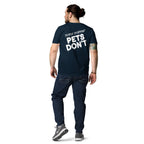 French-Navy T-Shirt aus Bio-Baumwolle, Rücken mit „PET'S DON'T“-Print
