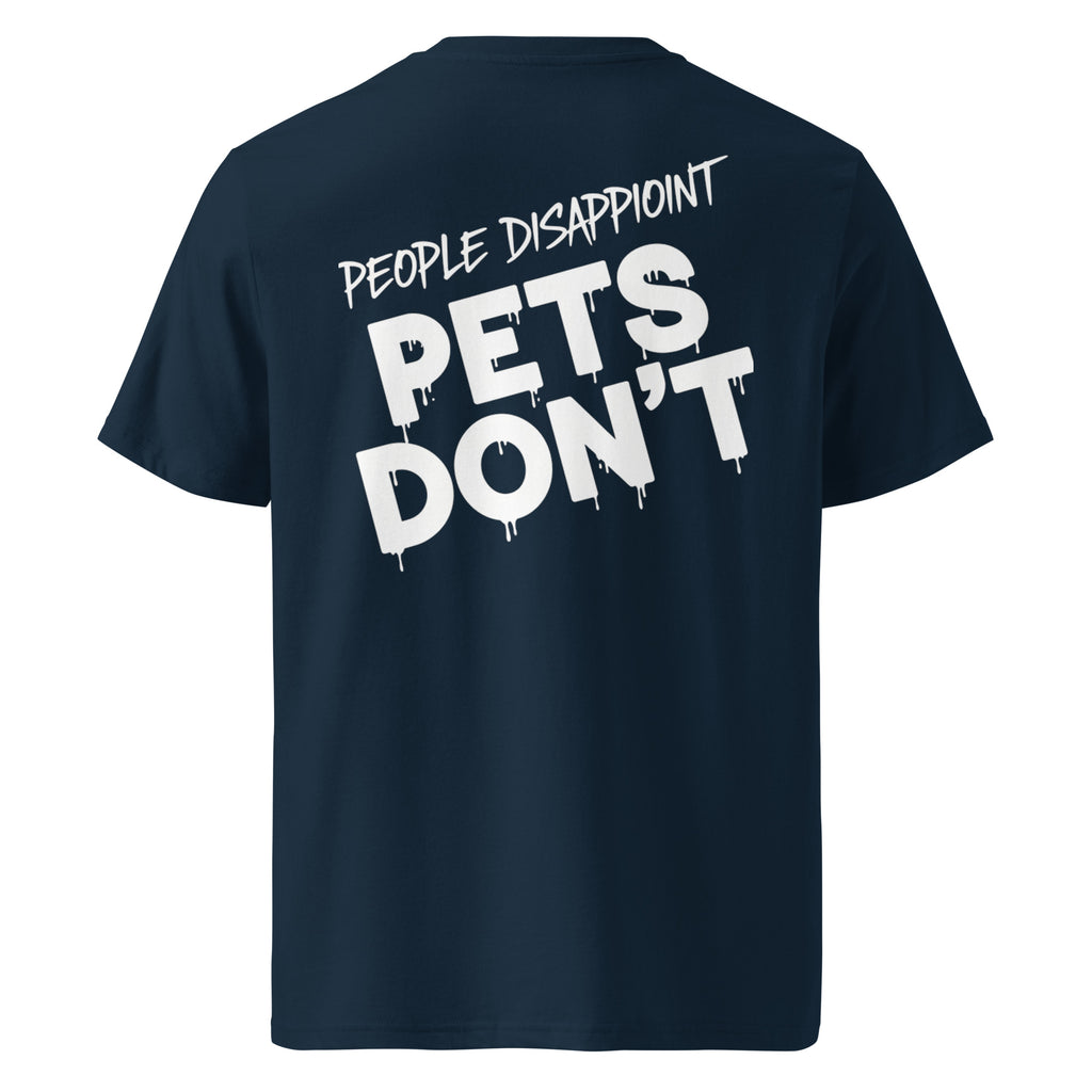 French-Navy T-Shirt aus Bio-Baumwolle mit Rückenprint „PET'S DON'T“