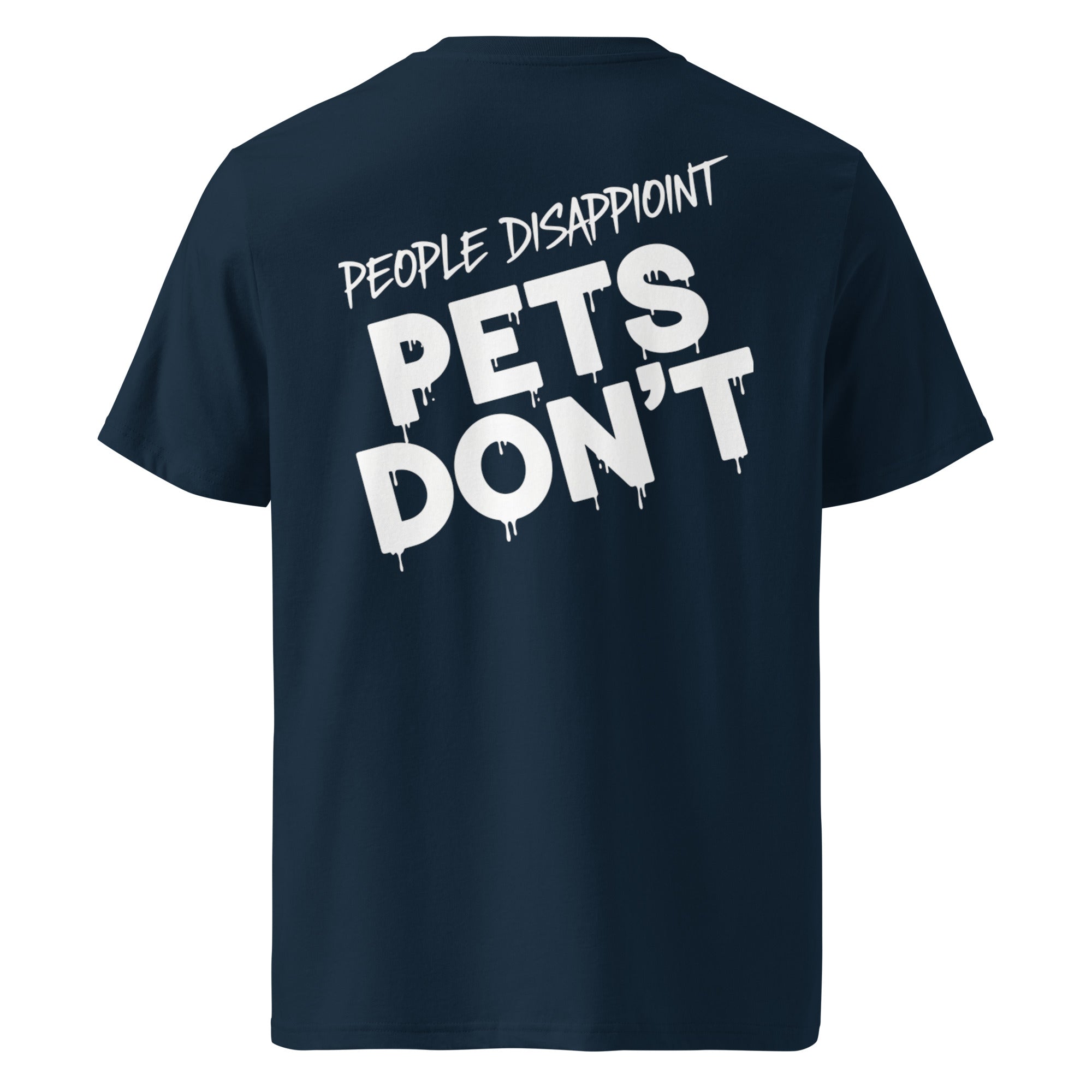 French-Navy T-Shirt aus Bio-Baumwolle mit Rückenprint „PET'S DON'T“