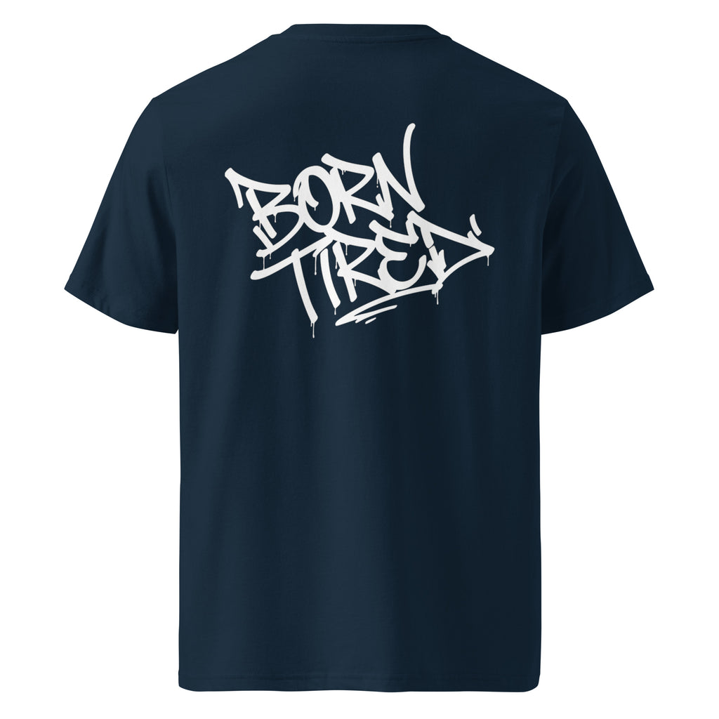 French-Navy T-Shirt mit Graffiti-Print, Rückansicht