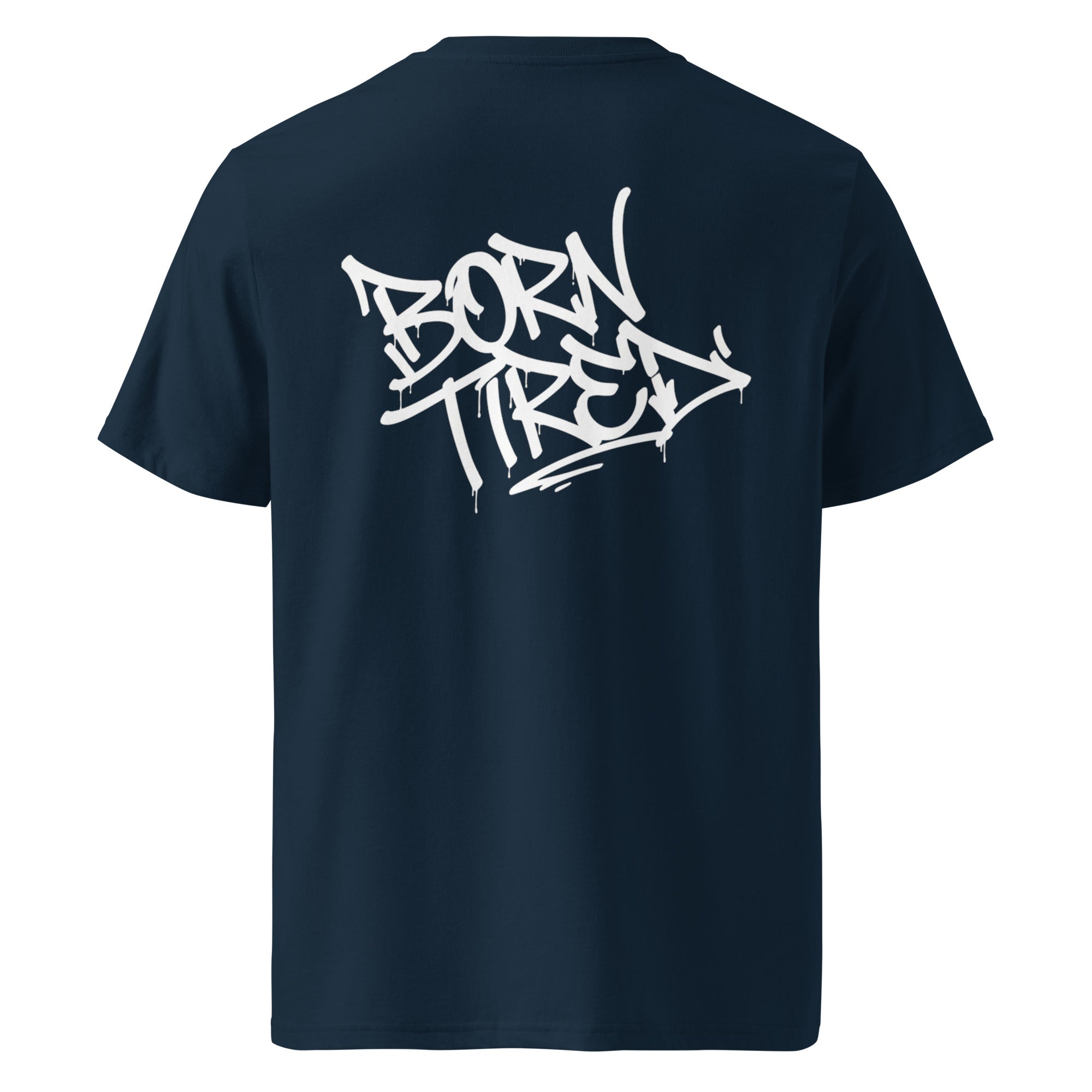 French-Navy T-Shirt mit Graffiti-Print, Rückansicht