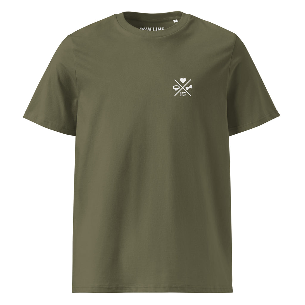Olivefarbenes T-Shirt mit kleinem Brustprint