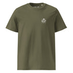 Olivefarbenes T-Shirt mit kleinem Brustprint