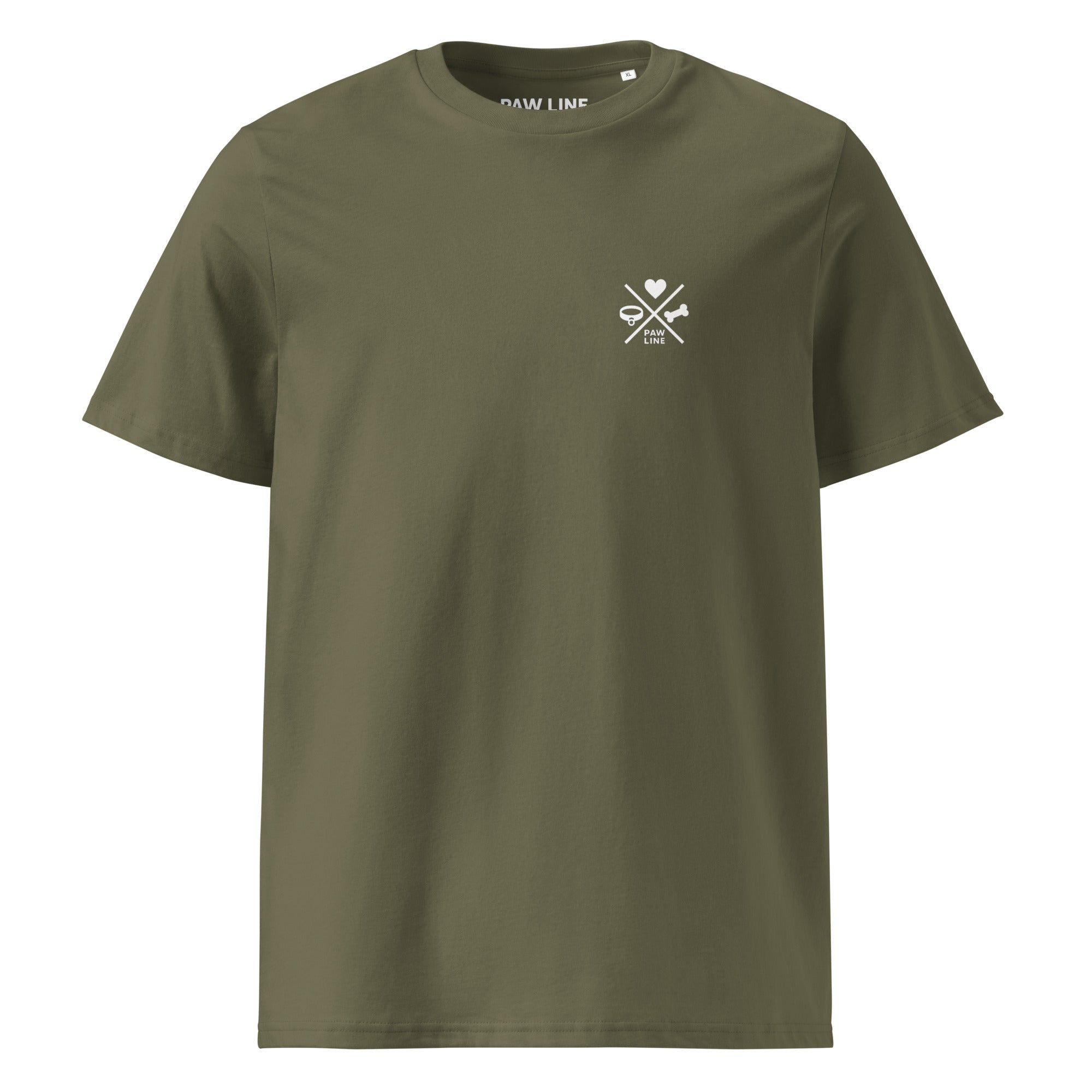 Olivefarbenes T-Shirt mit kleinem Brustprint