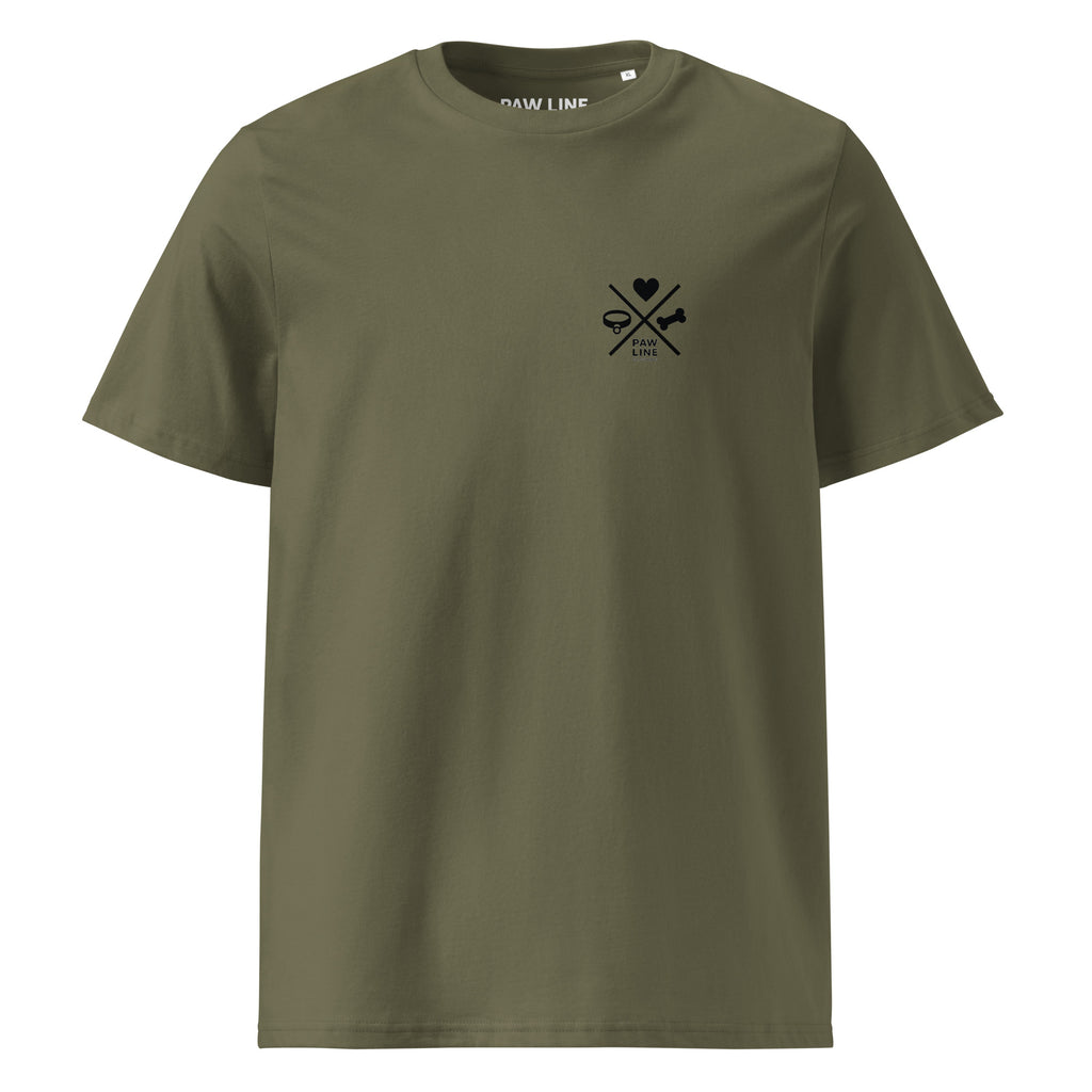 Khakifarbenes Bio-Baumwoll-T-Shirt mit kleinem Paw Line Logo auf der Brust