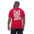 Unisex-Bio-Baumwoll-T-Shirt, rot, Rückseiten-Print mit großer Schrift