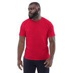 Unisex-Bio-Baumwoll-T-Shirt, rot, Vorderansicht mit Rundhalsausschnitt