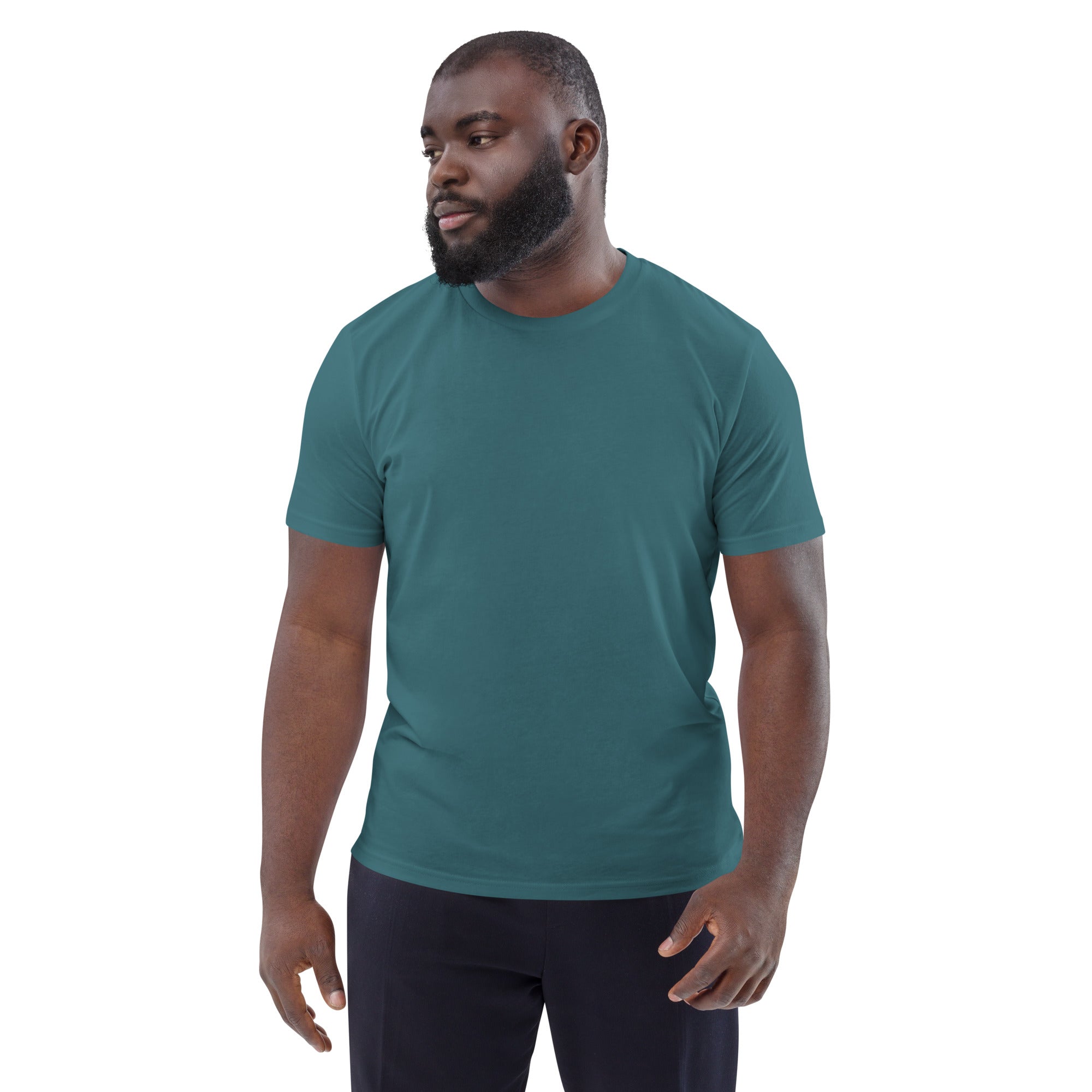 Unisex-Bio-Baumwoll-T-Shirt petrolgrün, einfarbig mit Rundhalsausschnitt