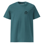 Petrolfarbenes Bio-Baumwoll-T-Shirt mit kleinem Paw Line Logo auf der Brust