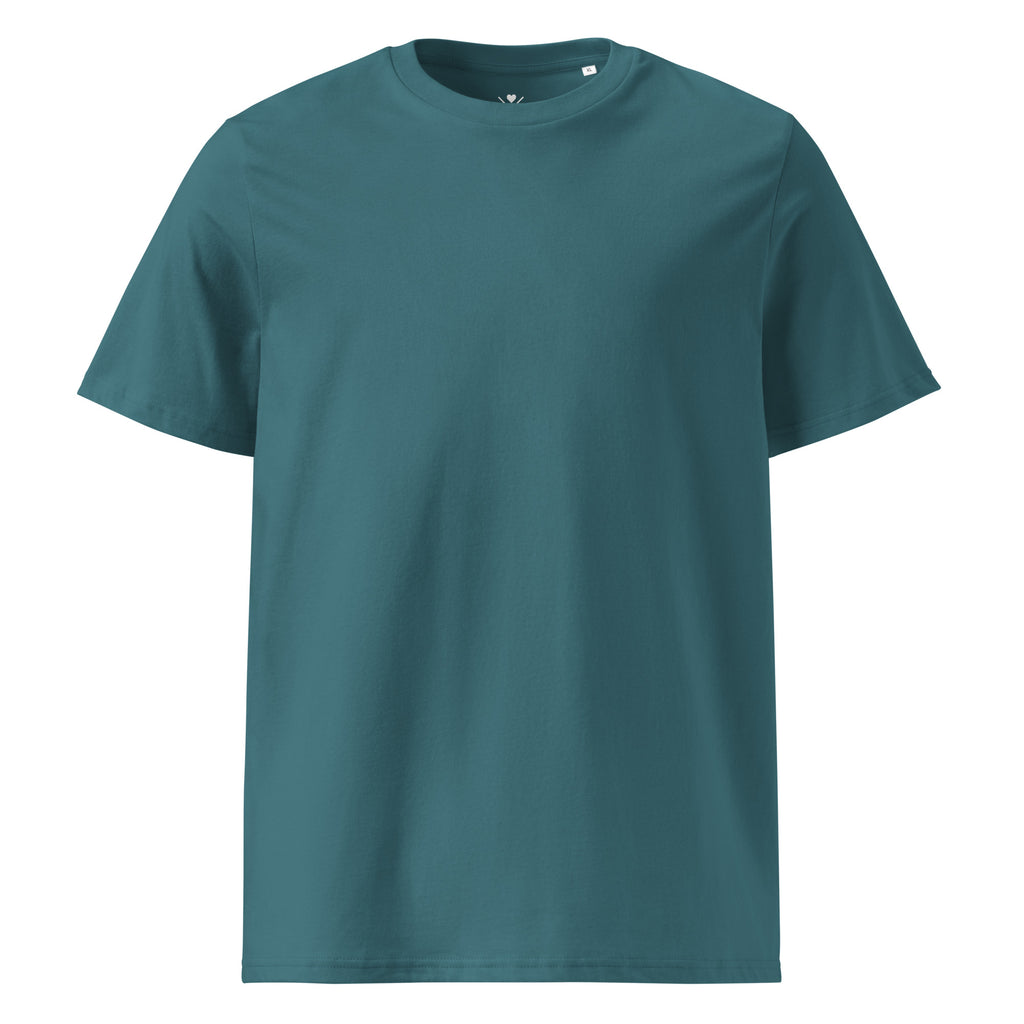 Lifestyle-T-Shirt, petrolfarben, kurzer Rundhalsausschnitt, glatte Vorderseite
