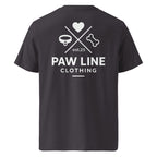 Anthrazitfarbenes Bio-Baumwoll-T-Shirt mit großem Backprint „PAW LINE“