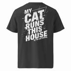 Unisex-T-Shirt anthrazit mit Rückenprint „MY CAT RUNS THIS“