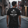 Schwarzes Bio-Baumwoll-T-Shirt mit großem Backprint „PAW LINE“ und Herz-Knochen-Logo