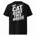 Unisex-T-Shirt schwarz mit Rückenprint „MY CAT RUNS THIS“