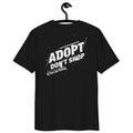 Adopt Bio-T-Shirt, schwarz, Frontprint „ADOPT DON’T SHOP“