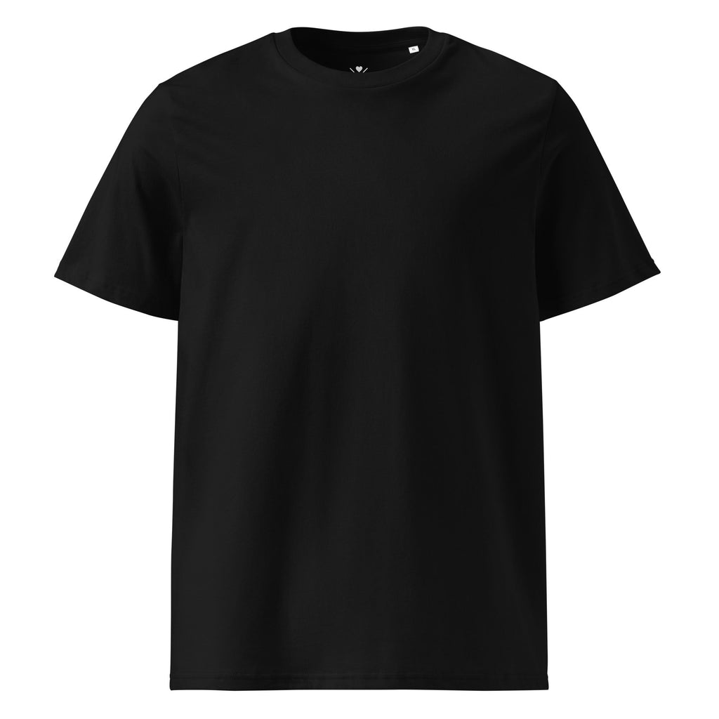 Unisex-T-Shirt: schwarzer Rundhalsausschnitt, schlichte Vorderseite