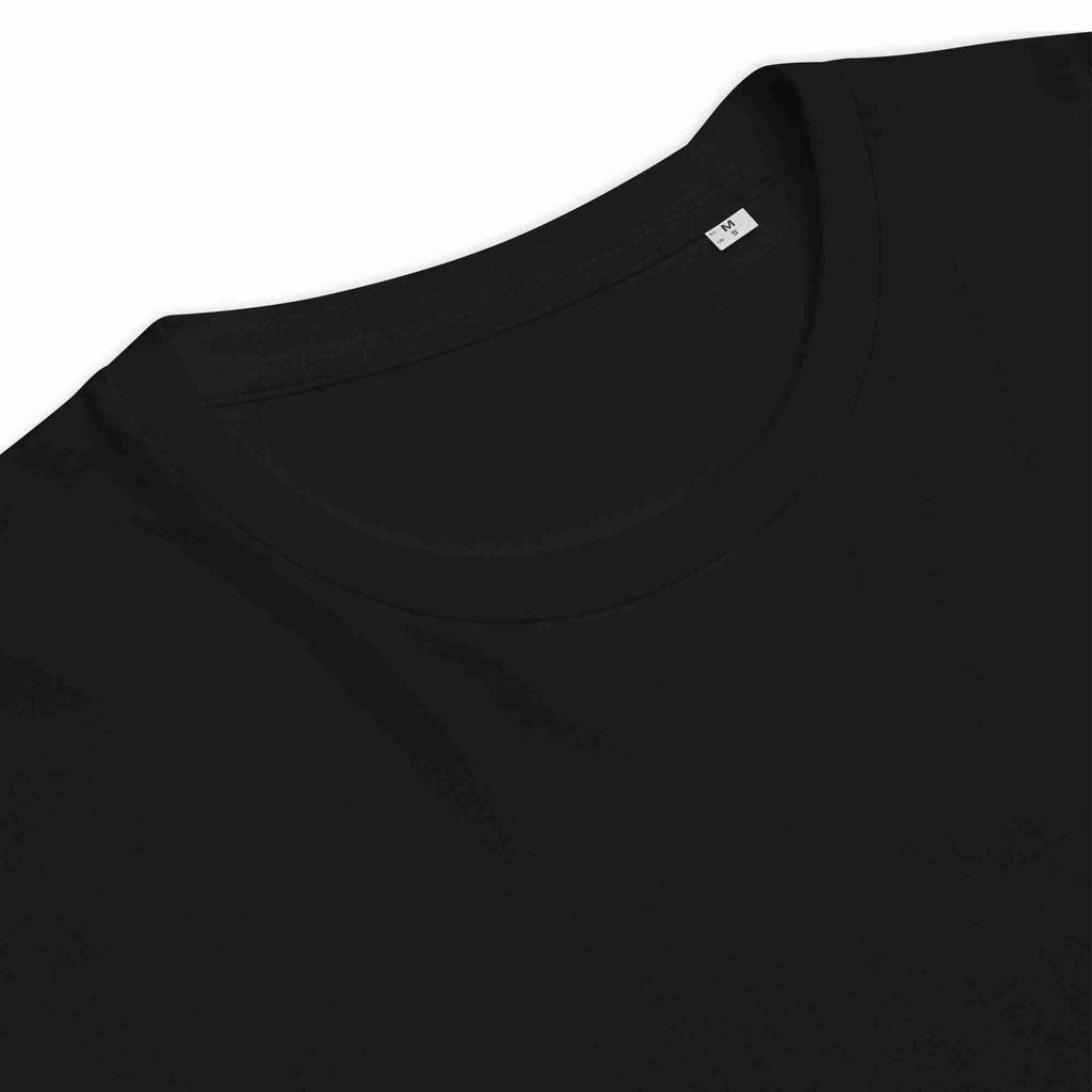 Unisex-Bio-Baumwoll-T-Shirt, schwarzer Rundhalsausschnitt mit Nahtdetail