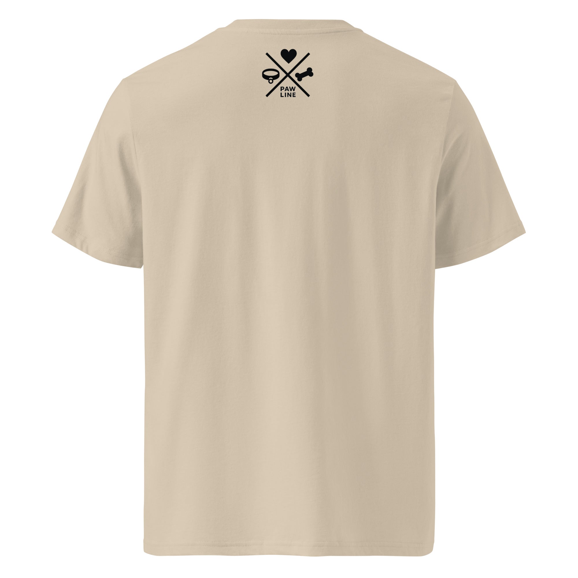 Kurzarm-T-Shirt in Desert Dust mit kleiner „Paw Line“-Grafik auf der Rückseite
