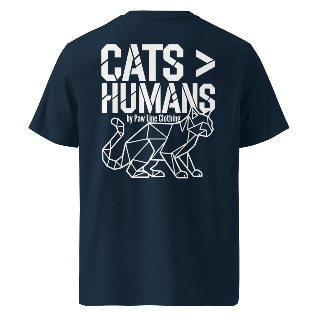 Unisex-T-Shirt: French-Navy Rückseite mit großem Katzen-Statement-Print