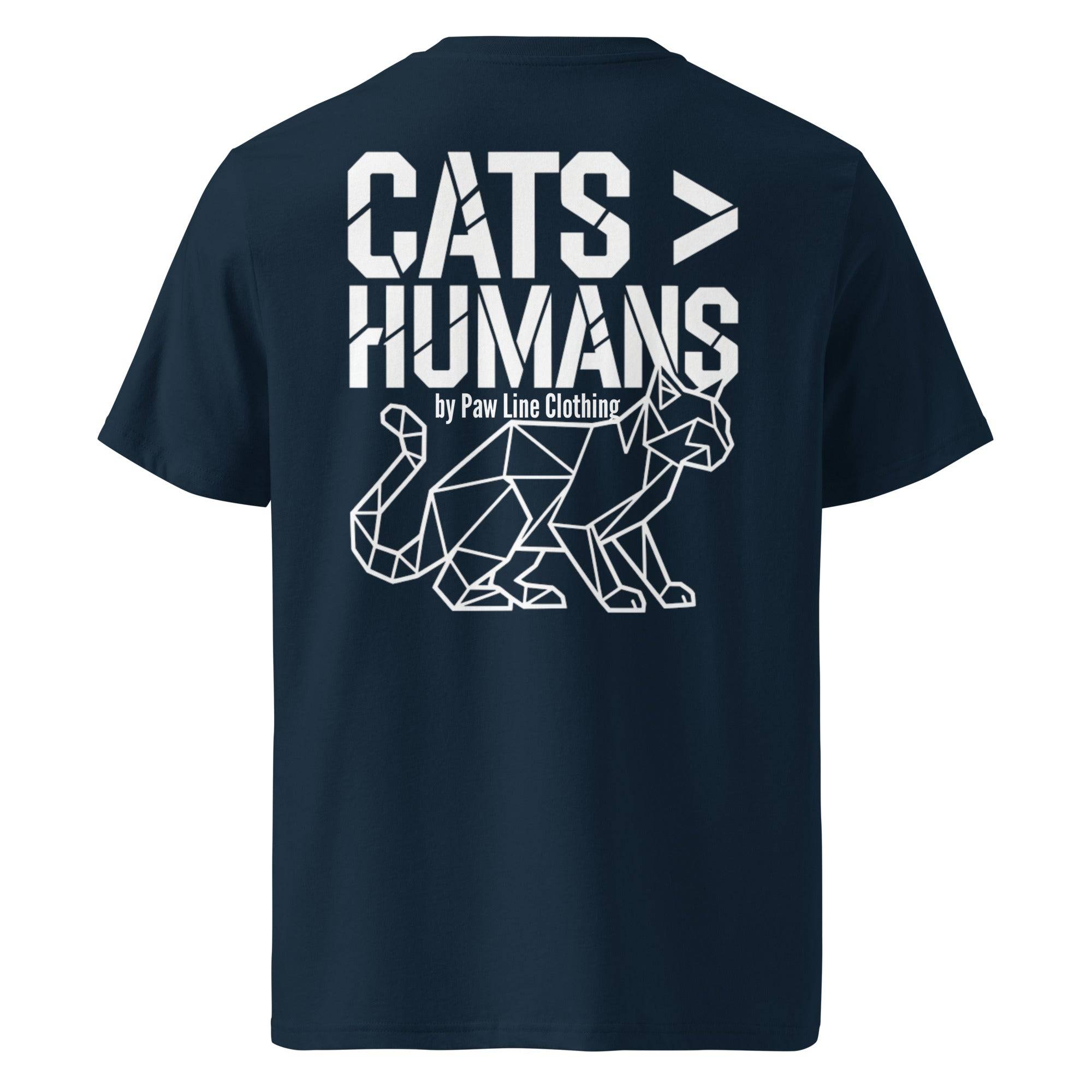 Unisex-T-Shirt: French-Navy Rückseite mit großem Katzen-Statement-Print