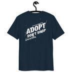 Adopt Bio-T-Shirt, dunkelblau, Frontprint „ADOPT DON’T SHOP“