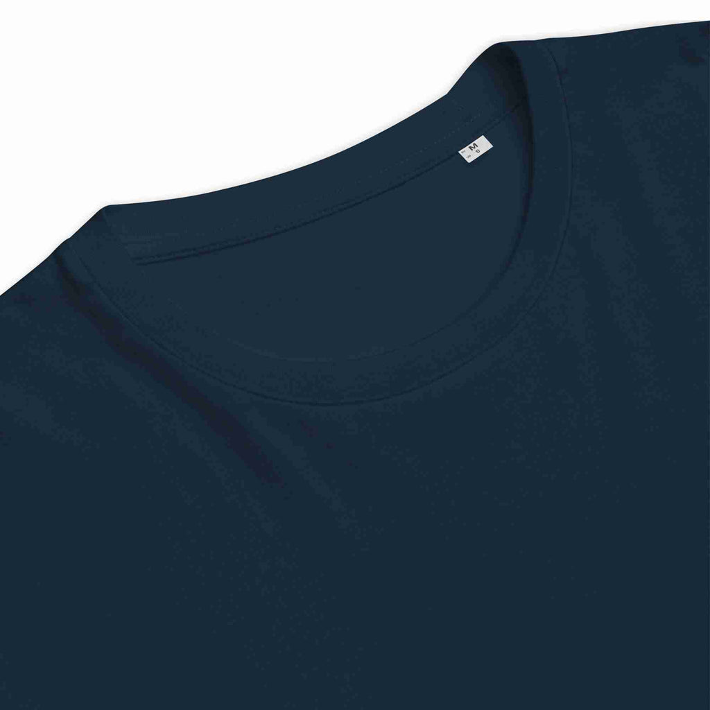 Unisex-Bio-Baumwoll-T-Shirt, dunkelblau, Rundhalsausschnitt und Kurzarm