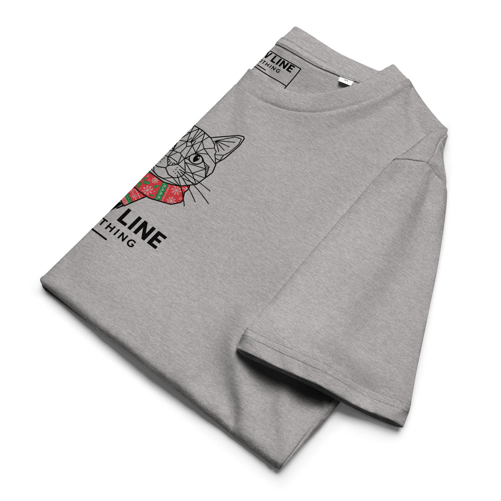 Geometric Cat X-mas T-Shirt – Vegane Bio-Baumwolle Unisex | Paw Line T-SHIRT