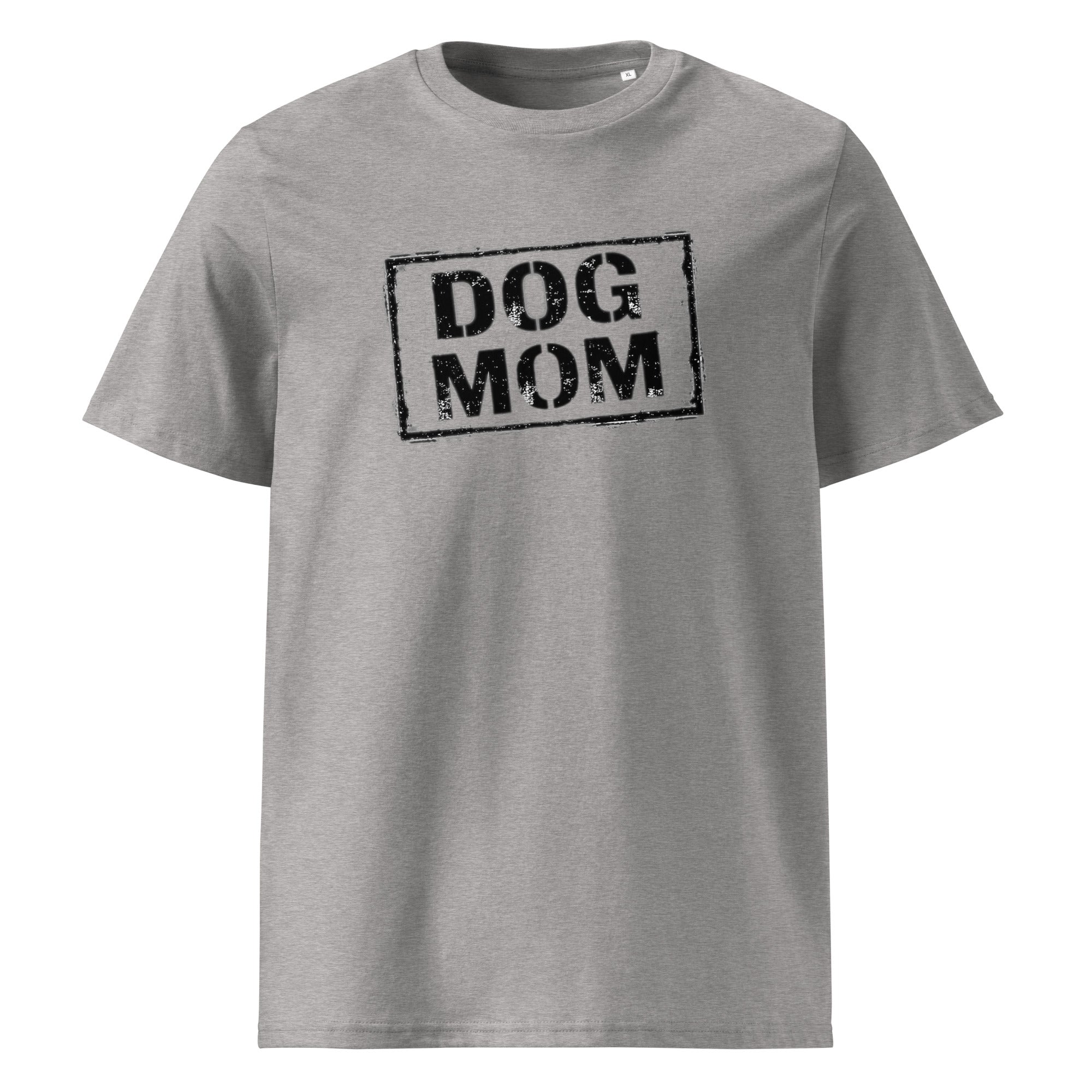 Unisex-T-Shirt in Heather Grau mit Vintage „DOG MOM“-Aufdruck