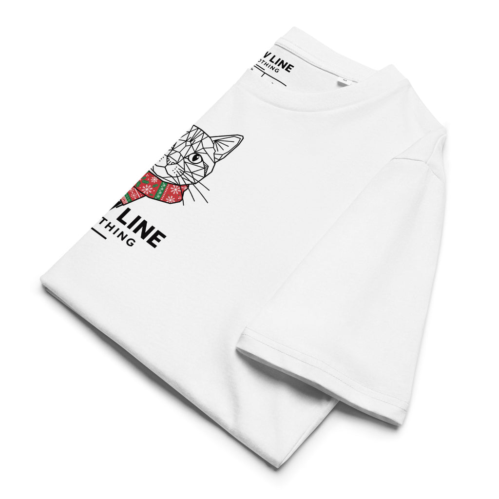 Geometric Cat X-mas T-Shirt – Vegane Bio-Baumwolle Unisex | Paw Line T-SHIRT