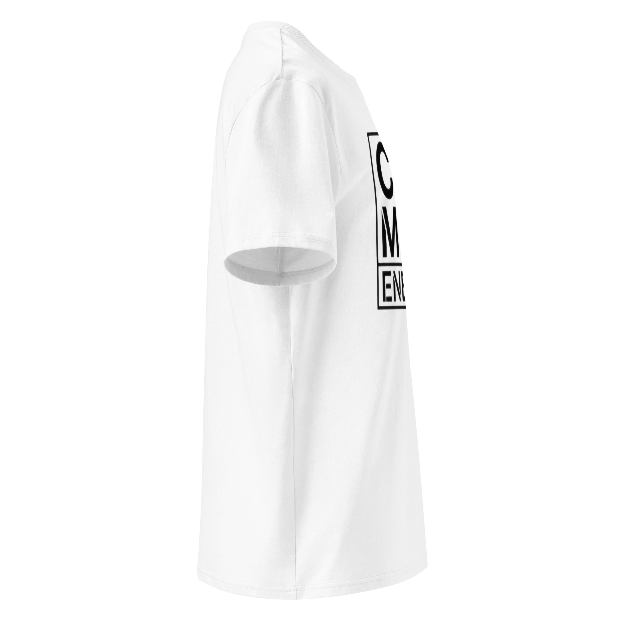 Weißes T-Shirt mit kurzem Arm und großem „CAT MOM ENERGY“-Print