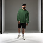 Grünes Unisex-Sweatshirt aus Bio-Baumwolle mit Brust-Logo, langärmlig