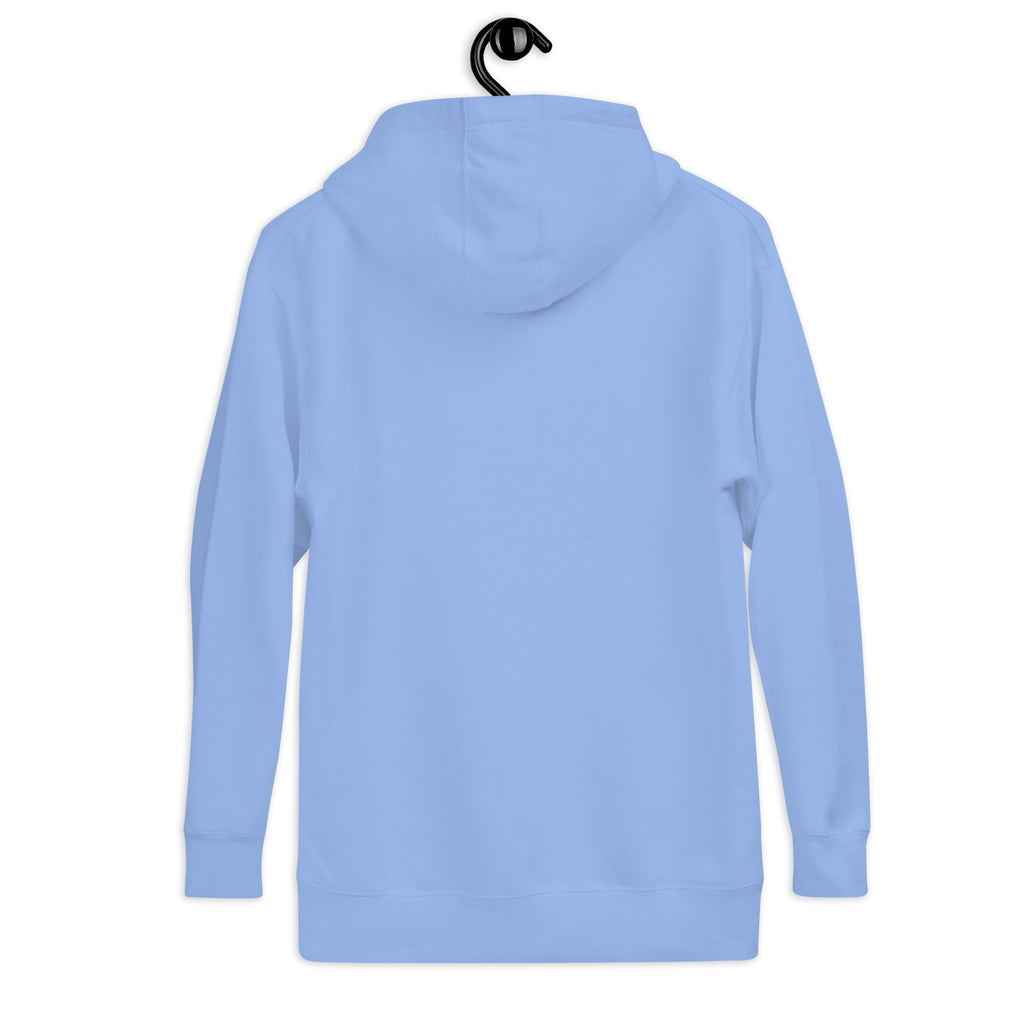 Hellblauer Hoodie mit Kapuze und Kordelzug, Rückansicht
