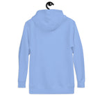 Hellblauer Hoodie mit Kapuze und Kordelzug, Rückansicht