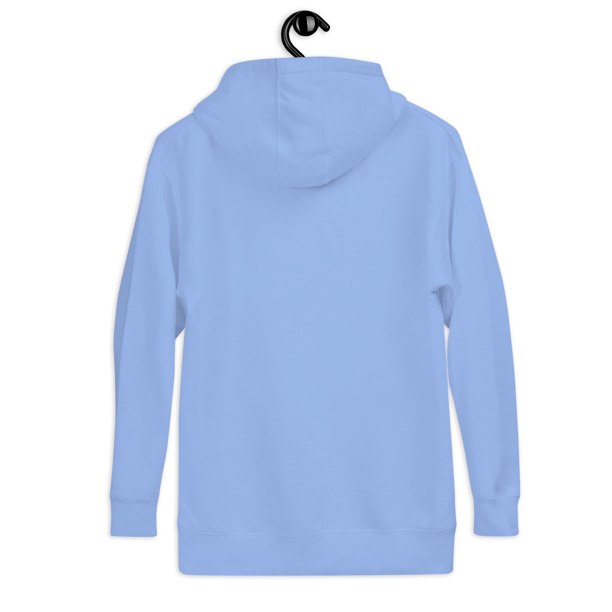 Hellblauer Hoodie mit Kapuze und Kordelzug, Rückansicht