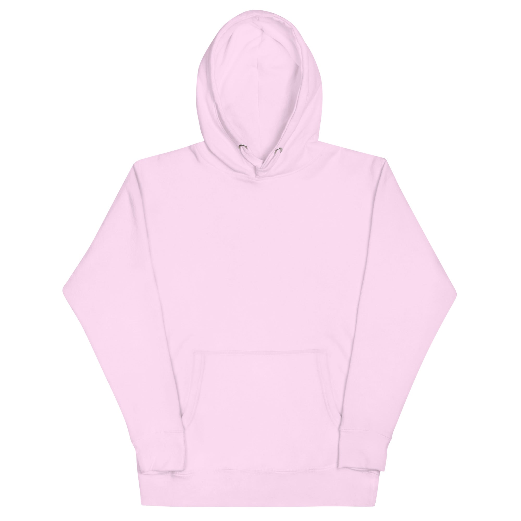 Hellrosa Hoodie mit Kapuze und Kängurutasche, ohne sichtbaren Frontprint